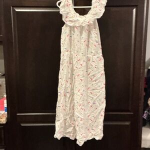 Crazy 8 White pants jumper with Red and Blue Patterns